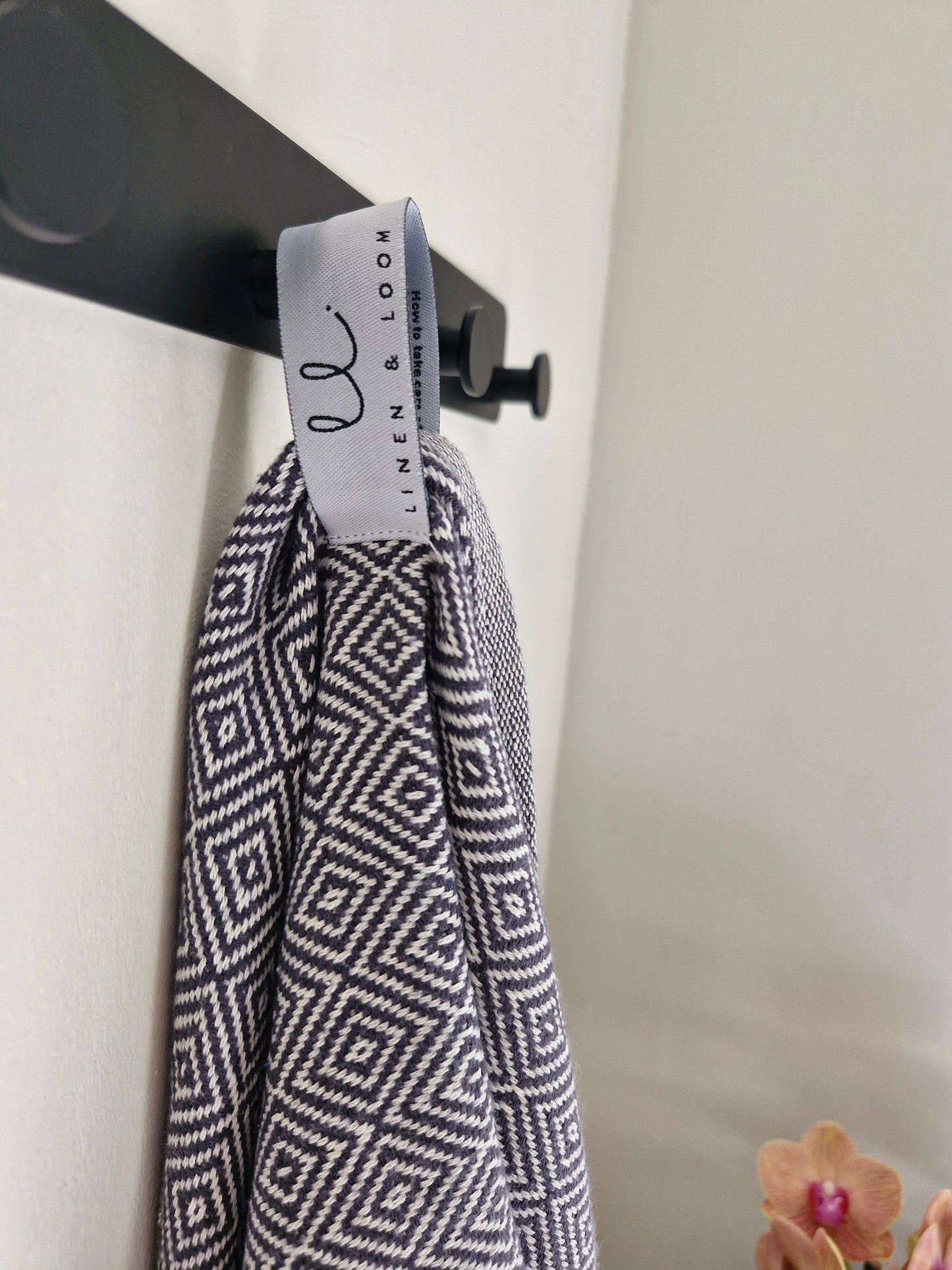 Xanthos Midnight Black Turkish Kitchen Towel