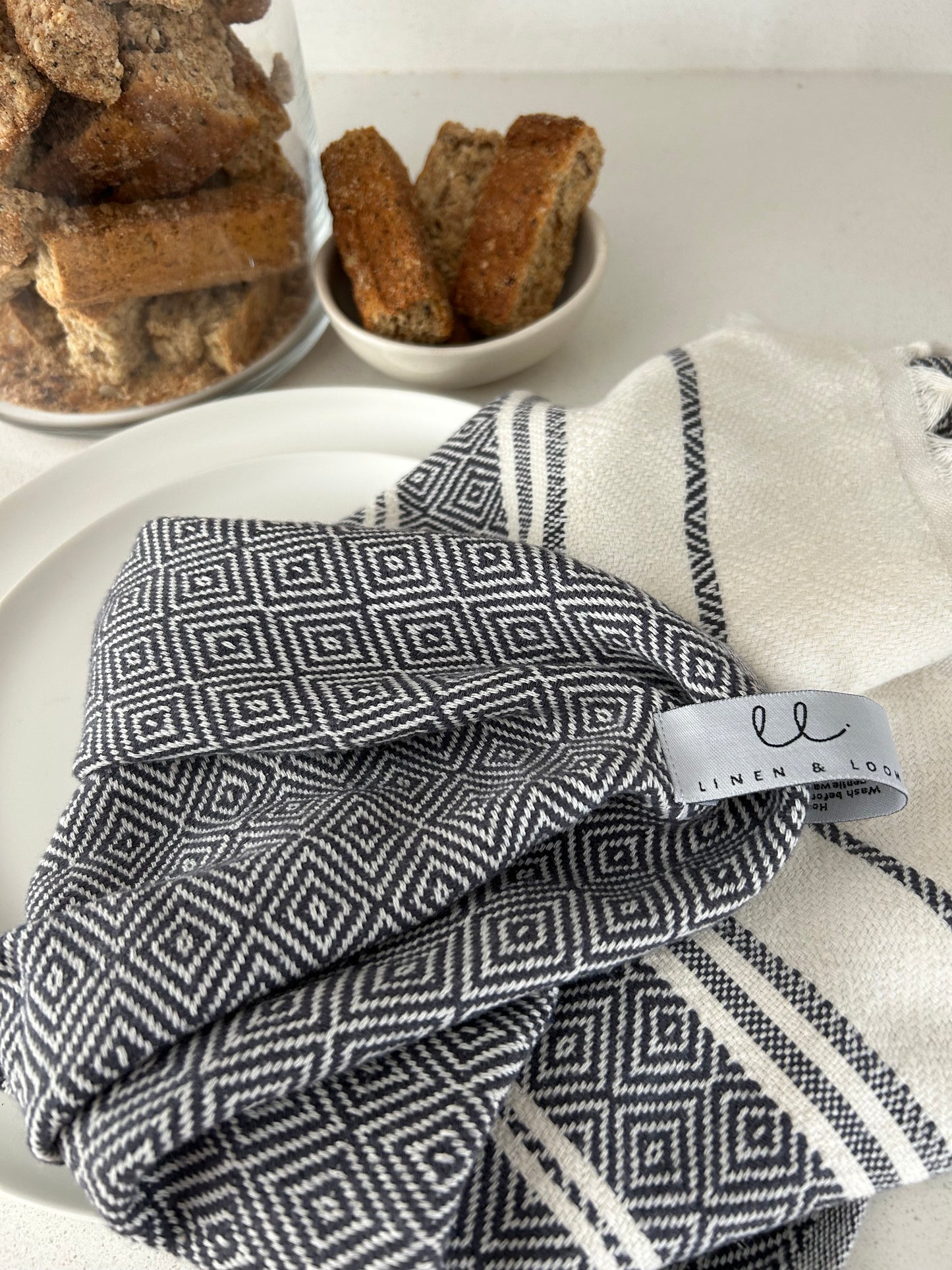 Xanthos Midnight Black Turkish Kitchen Towel