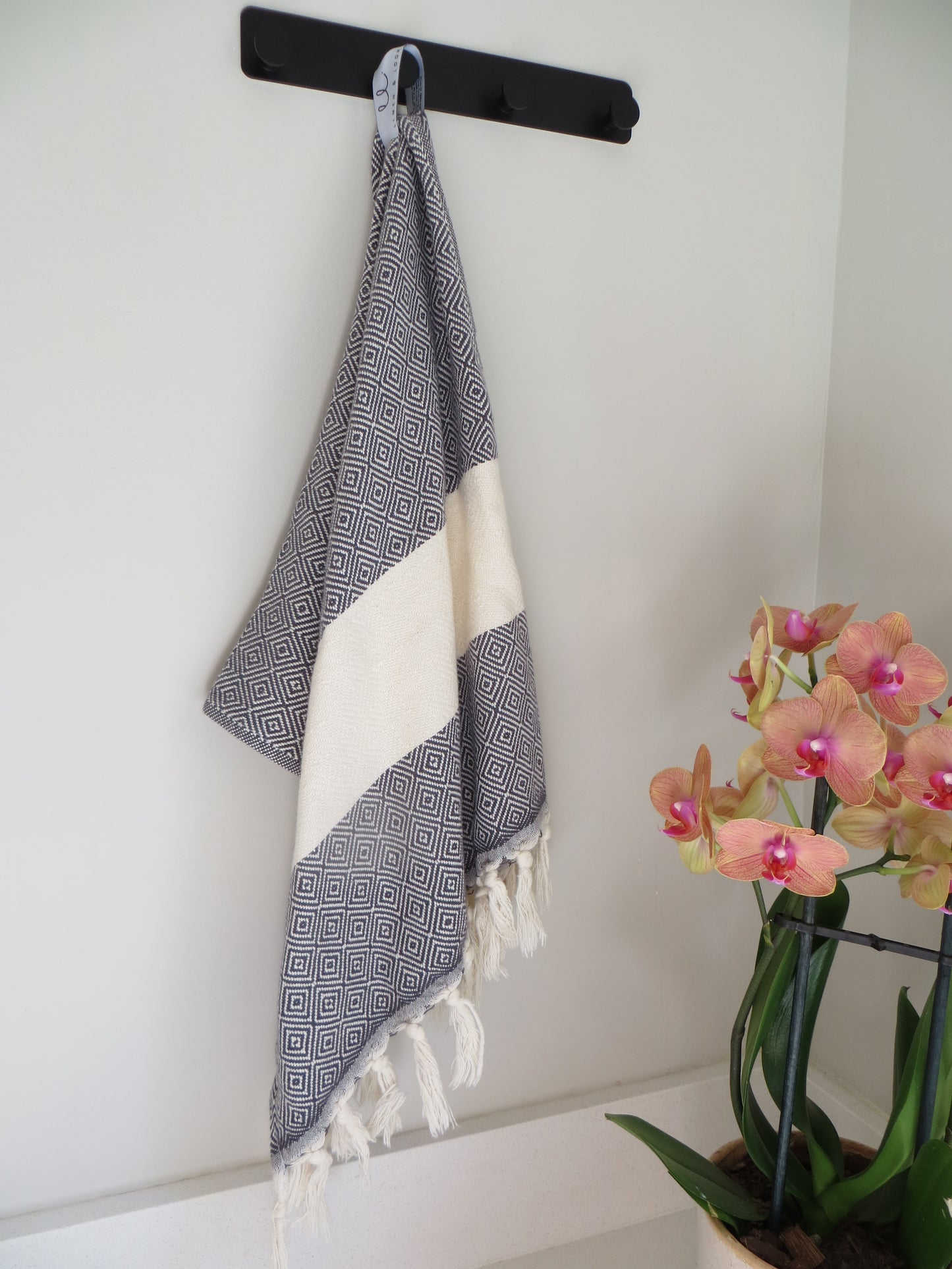 Myra Midnight Black Turkish Kitchen Towel