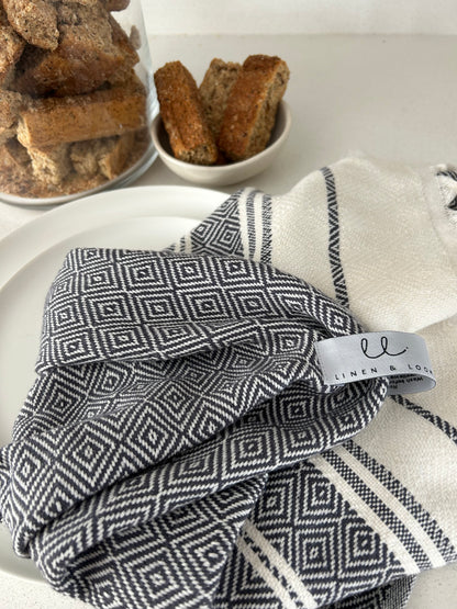 Xanthos Midnight Black Turkish Kitchen Towel